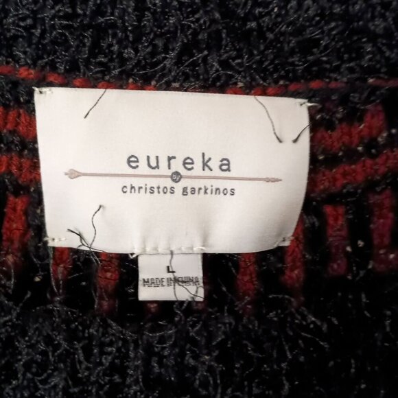 Eureka by Christos Garkinos Eyelash Fuzzy Sweater Fringe Women Size L Red/Black - Picture 4 of 6